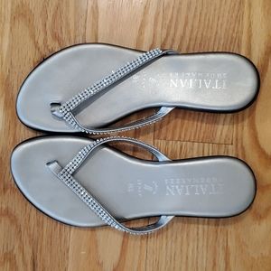 Silver blinged flip flops
